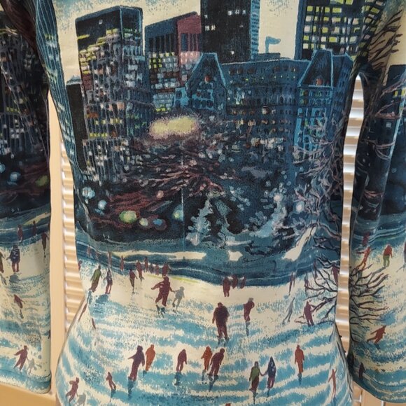 City Winter Scene Beaded & Sequined Long Sleeve T-shirt by Carrie Allen Size M - Picture 9 of 9